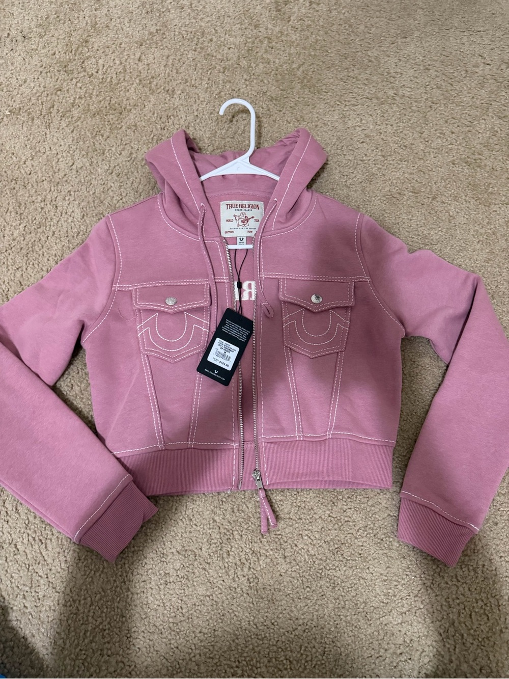 True Religion Nostalgia Rose Cropped Zip Hoodie